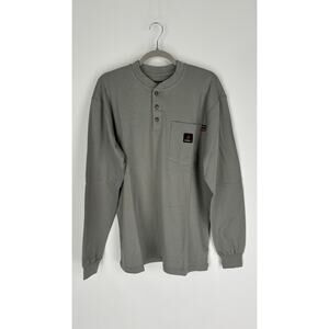 Forge Fr Grey Henley Neck Long Sleeve T Shirt Mens Medium New Fire Resistant